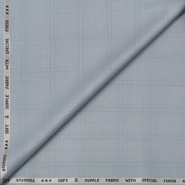 Suit Fabri Raymond Poly Viscose Broad Check Color Silver