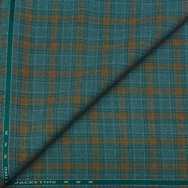 Tweed Blazer Fabric Raymond Wool Blended Check Colour Viridian Green