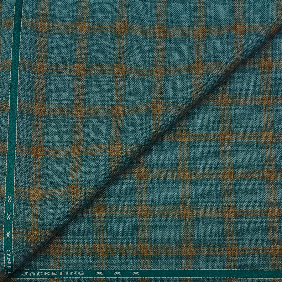 Tweed Blazer Fabric Raymond Wool Blended Check Colour Viridian Green