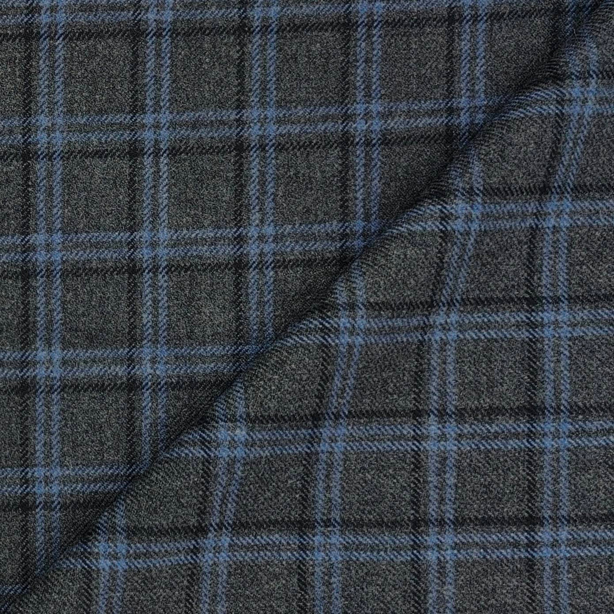 Tweed Blazer Fabric Raymond Wool Blended Broad Check Colour Grey N Blue