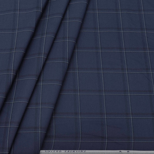 Shirt Fabric Mantire Poly Cotton Broad Check Colour Royal Blue