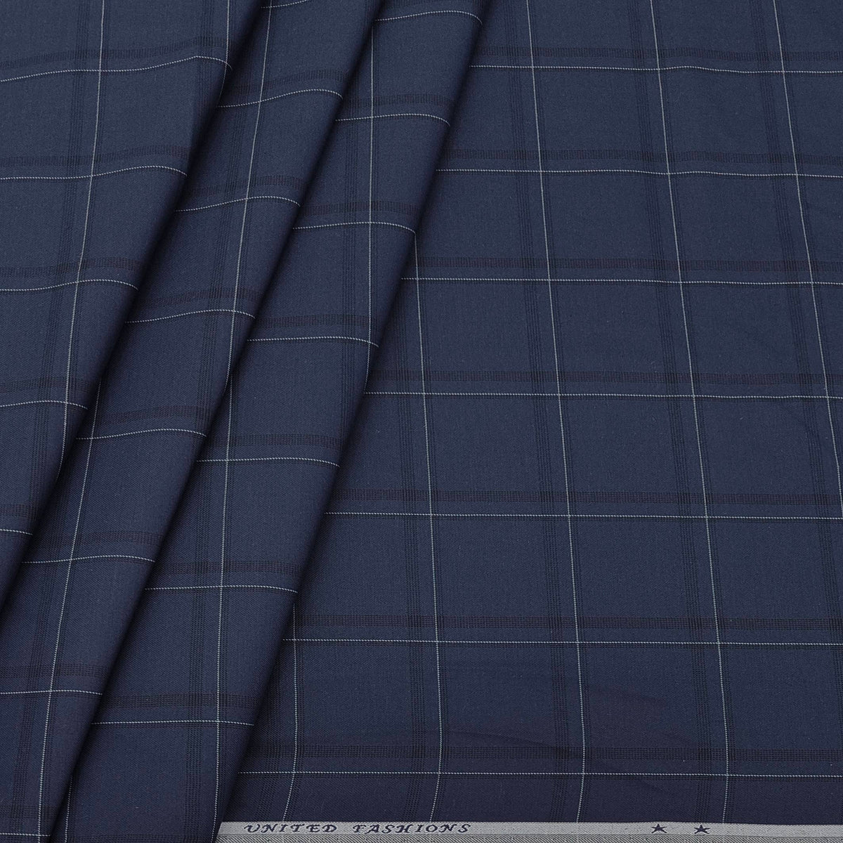 Shirt Fabric Mantire Poly Cotton Broad Check Colour Dark Blue