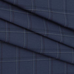 Shirt Fabric Mantire Poly Cotton Broad Check Colour Royal Blue