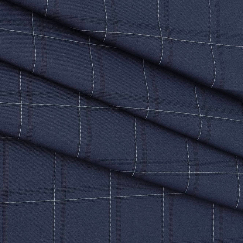 Shirt Fabric Mantire Poly Cotton Broad Check Colour Royal Blue