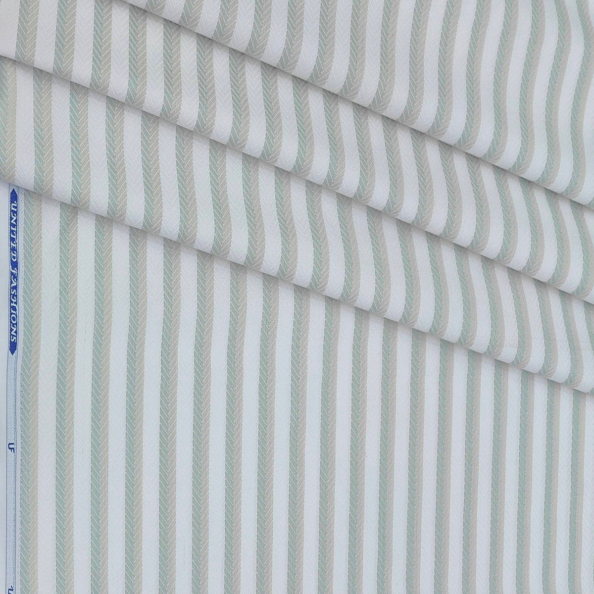 Shirt Fabric Mantire Poly Cotton Herringbone Colour White N Light Green