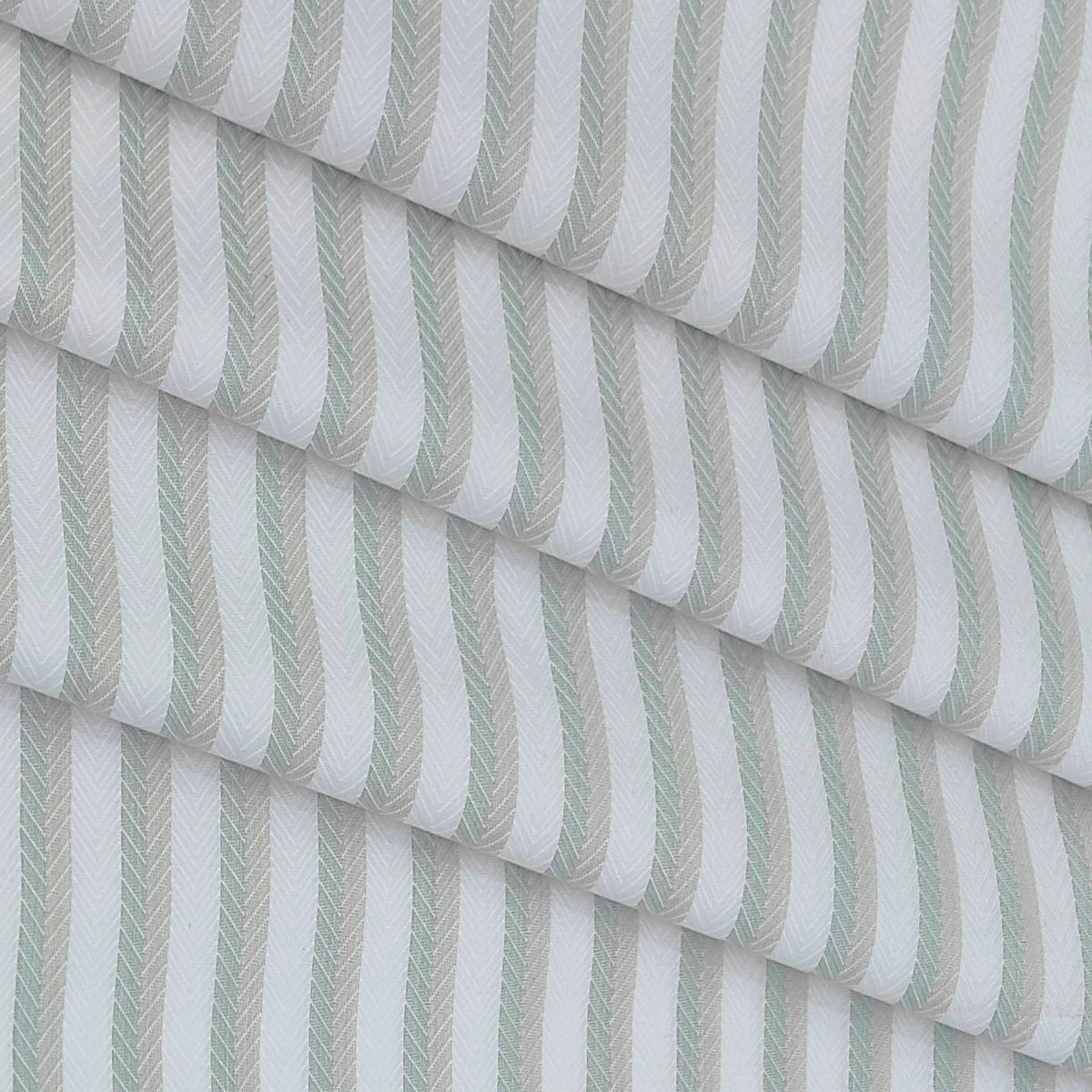 Shirt Fabric Mantire Poly Cotton Herringbone Colour White N Light Green