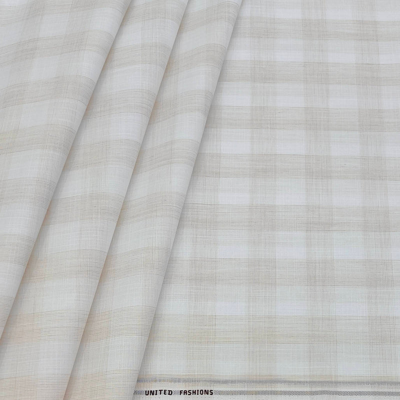 Shirt Fabric Mantire Poly Cotton Broad Check Colour Light Brown