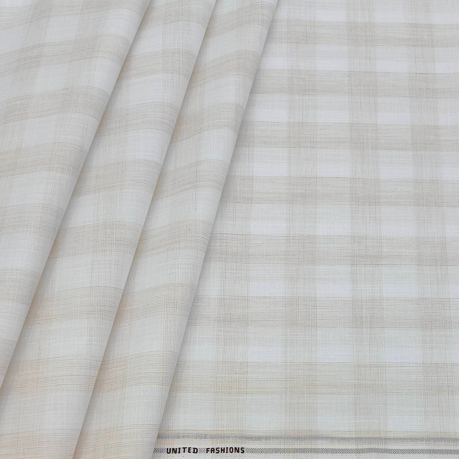 Shirt Fabric Mantire Poly Cotton Broad Check Colour Light Brown