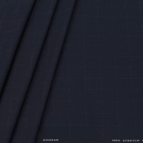 Trouser Fabric Donear 4Way Lycra Premium Broad Check Colour Berry Blue