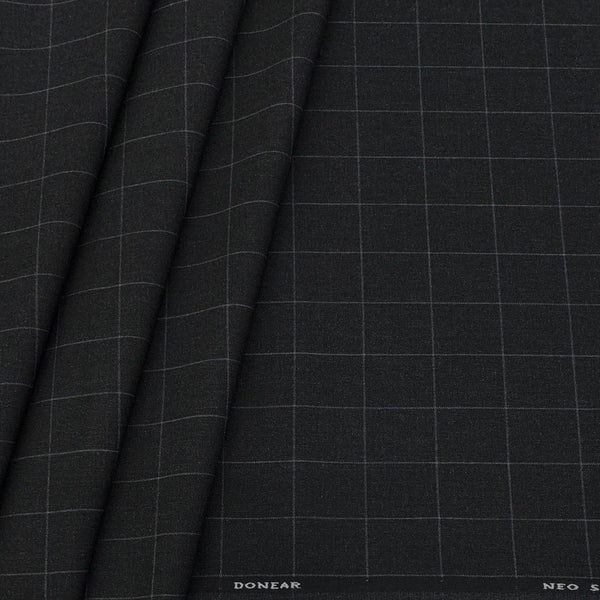 Trouser Fabric Donear 4Way Lycra Premium Broad Check Colour Onyx Grey