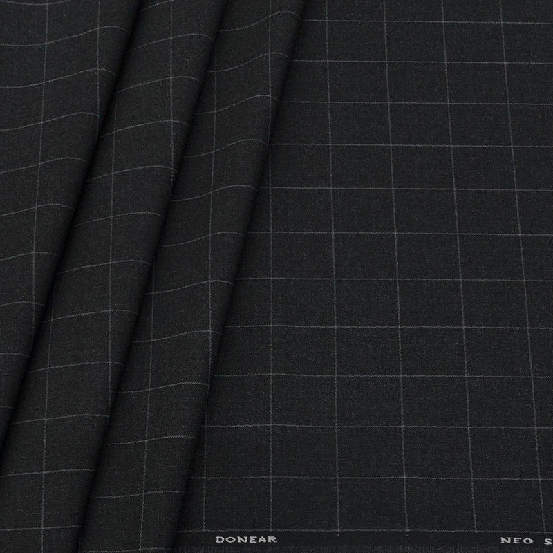 Trouser Fabric Donear 4Way Lycra Premium Broad Check Colour Onyx Grey