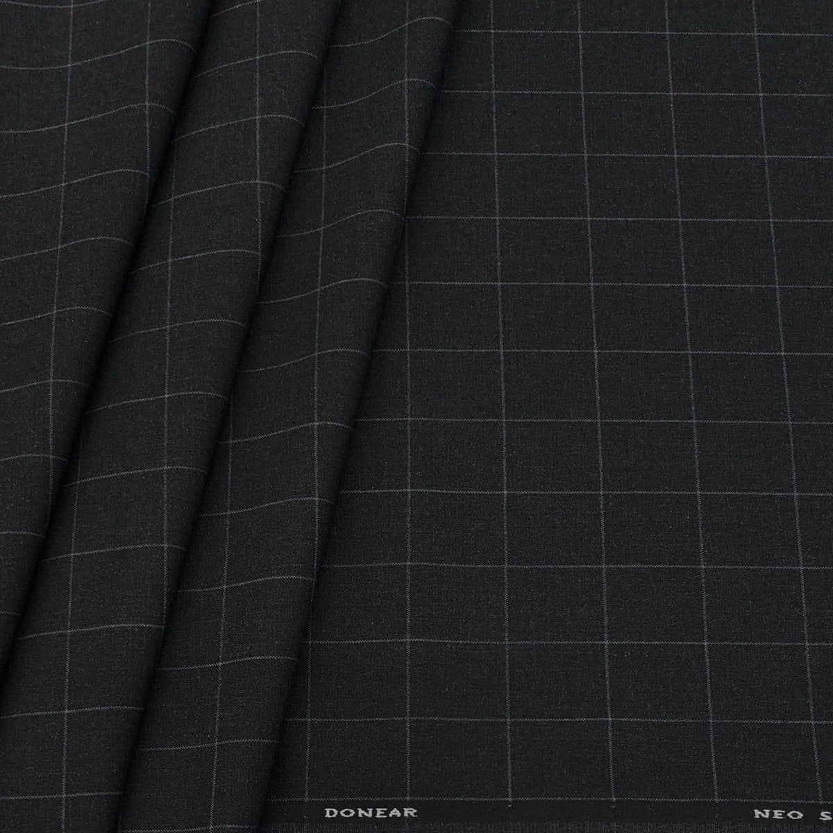 Trouser Fabric Donear 4Way Stretchable Premium Broad Check Colour Onyx Grey