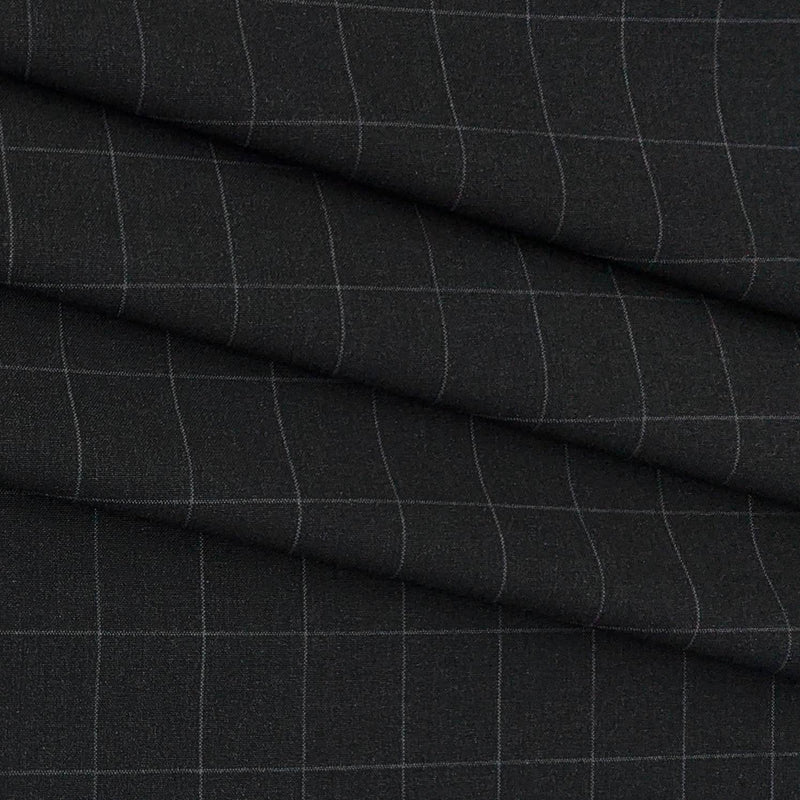 Trouser Fabric Donear 4Way Lycra Premium Broad Check Colour Onyx Grey