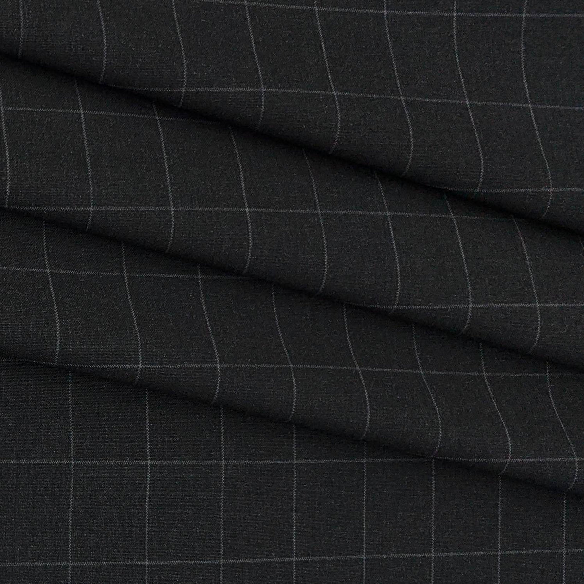 Trouser Fabric Donear 4Way Stretchable Premium Broad Check Colour Onyx Grey