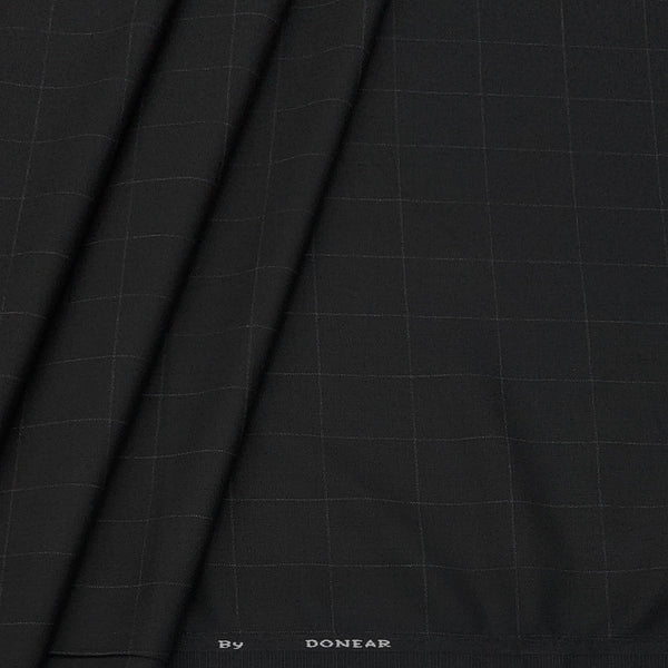 Trouser Fabric Donear 4Way Lycra Premium Broad Check Colour True Black