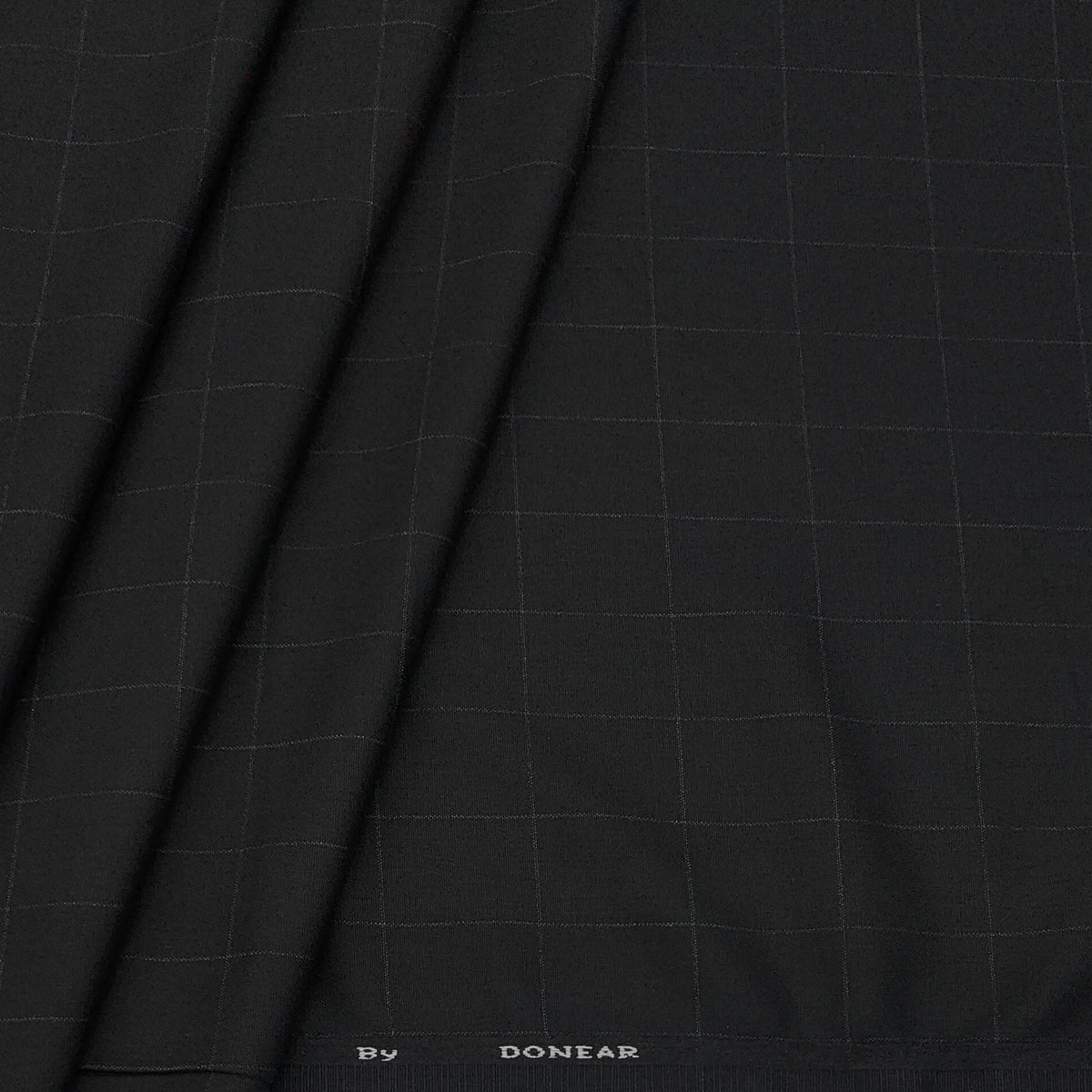 Trouser Fabric Donear 4Way Stretchable Premium Broad Check Colour True Black