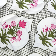 Raymond Bedsheet Microfiber Green N Light Pink flower Print