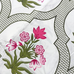 Raymond Bedsheet Microfiber Green N Light Pink flower Print