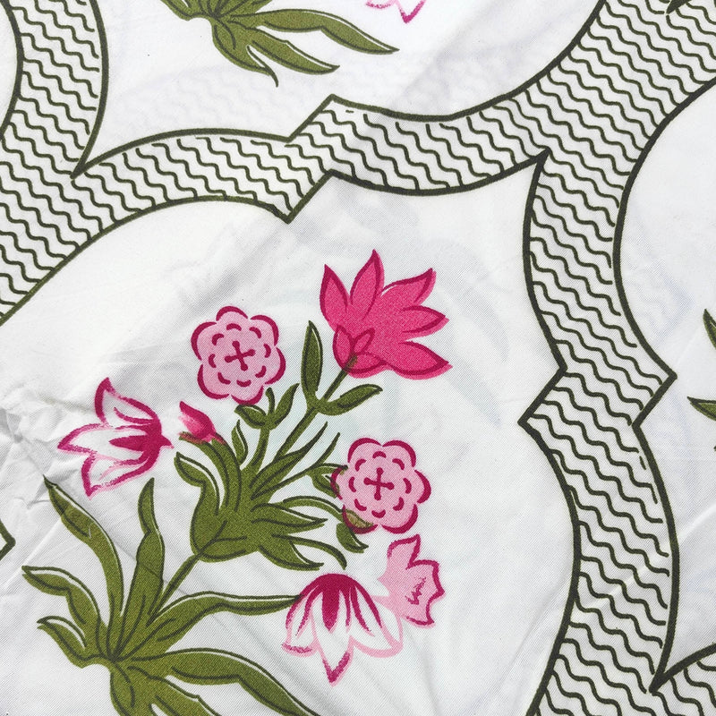 Raymond Bedsheet Microfiber Green N Light Pink flower Print
