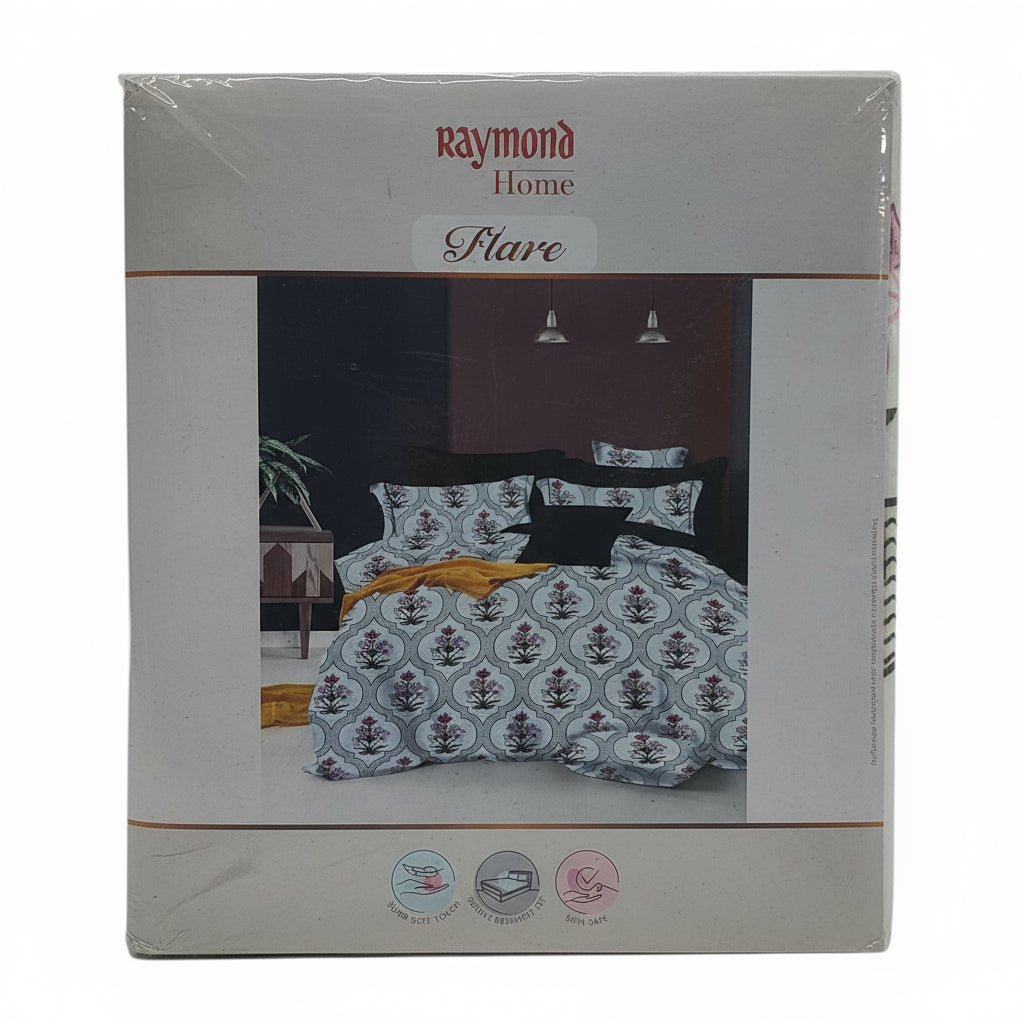 Raymond Bedsheet Microfiber Green N Light Pink flower Print