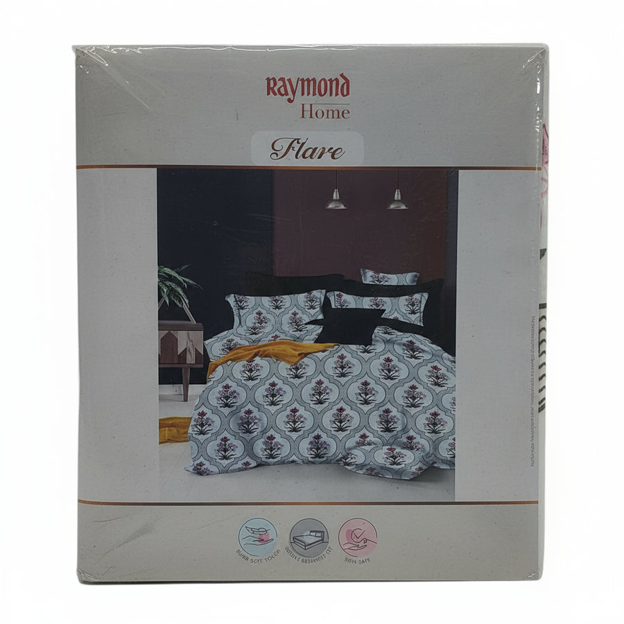 Raymond Bedsheet Microfiber Green N Light Pink flower Print