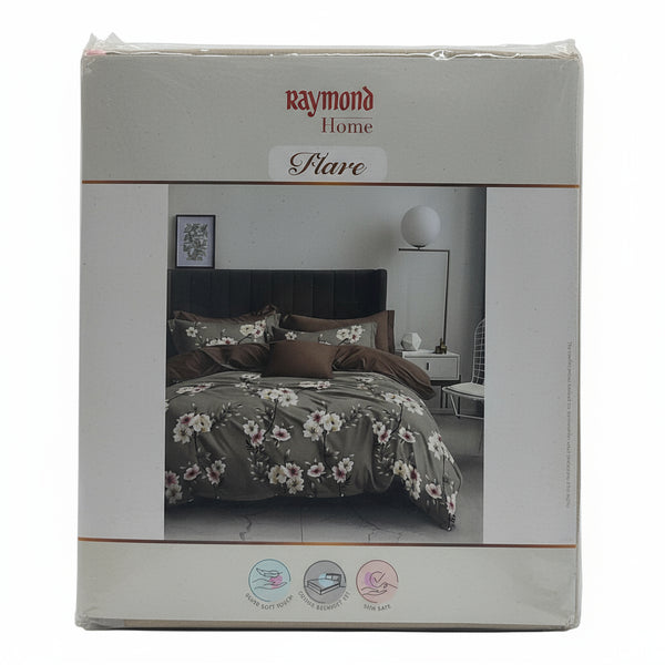 Raymond Bedsheet Microfiber Brown flower Print