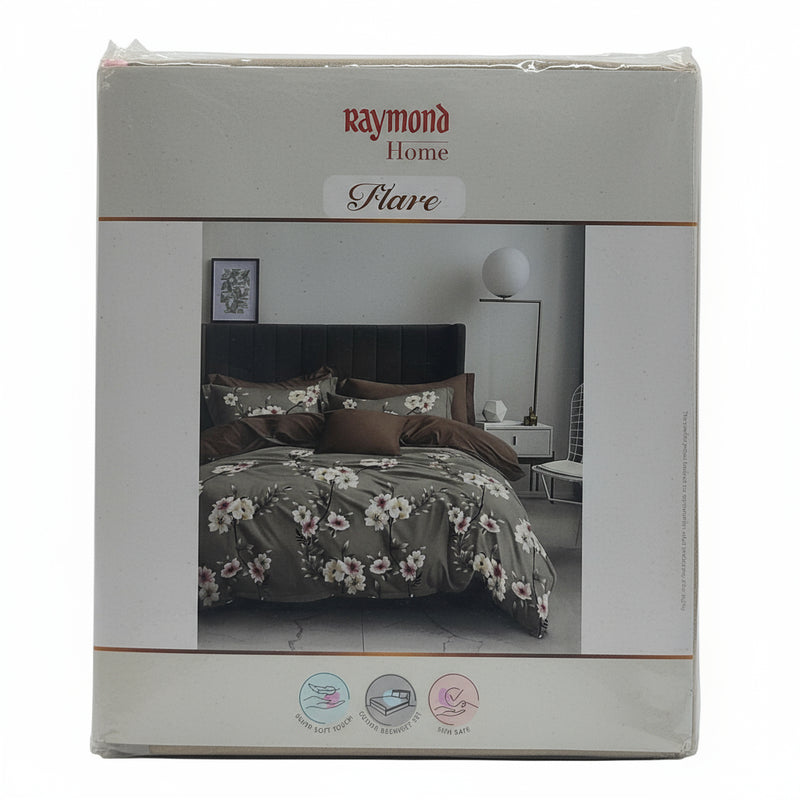 Raymond Bedsheet Microfiber Brown flower Print