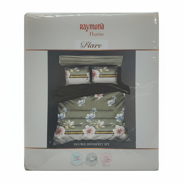 Raymond Bedsheet Microfiber Light Green flower Print