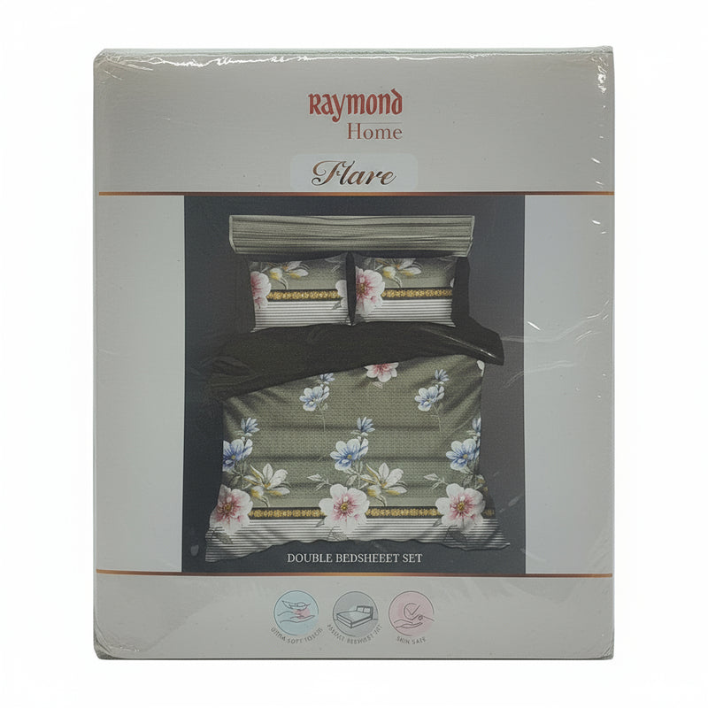 Raymond Bedsheet Microfiber Light Green flower Print