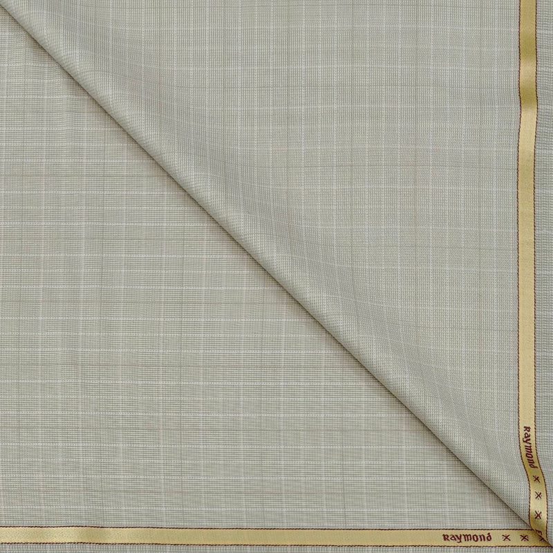 Trouser Fabric Raymond Wool Blended Check Colour Light Beige