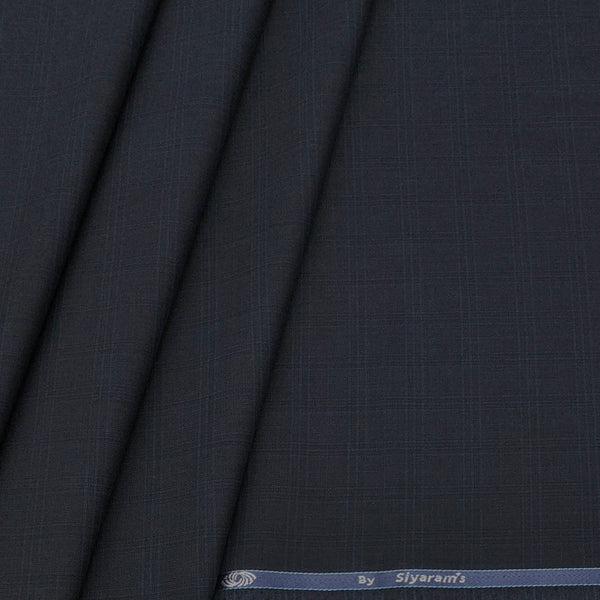 Trouser Fabric Siyaram Poly Viscose Broad Check Color Blackish Blue