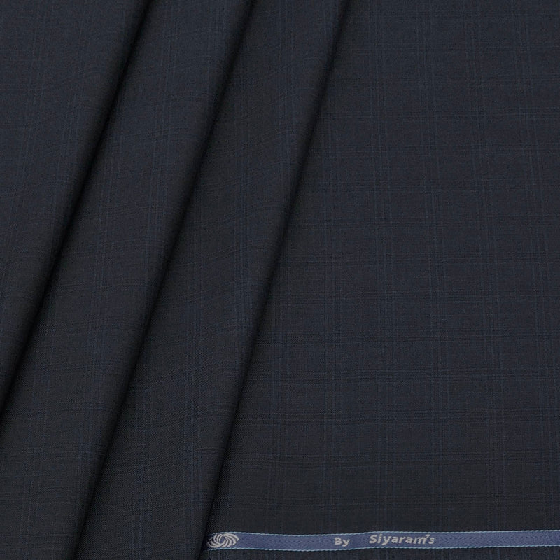 Trouser Fabric Siyaram Poly Viscose Broad Check Color Blackish Blue