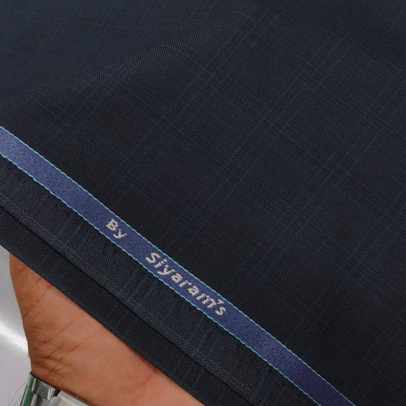 Trouser Fabric Siyaram Poly Viscose Broad Check Color Blackish Blue