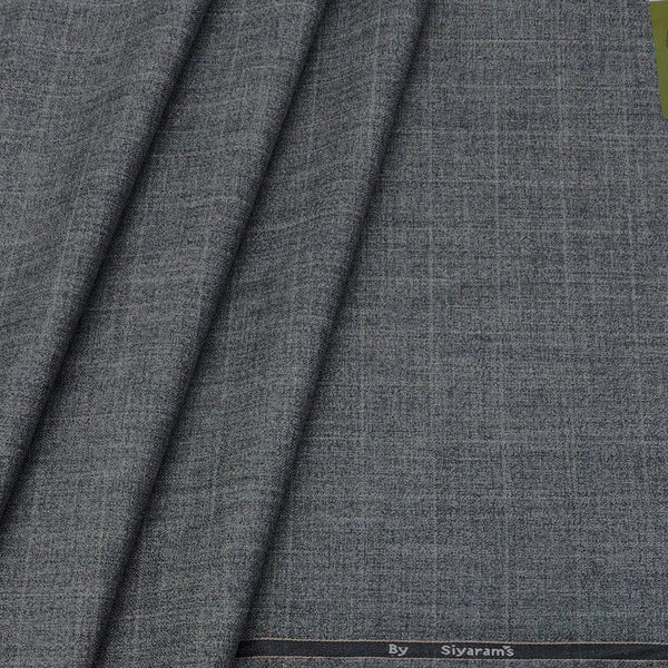 Trouser Fabric Siyaram Poly Viscose Check Color Worsted Grey