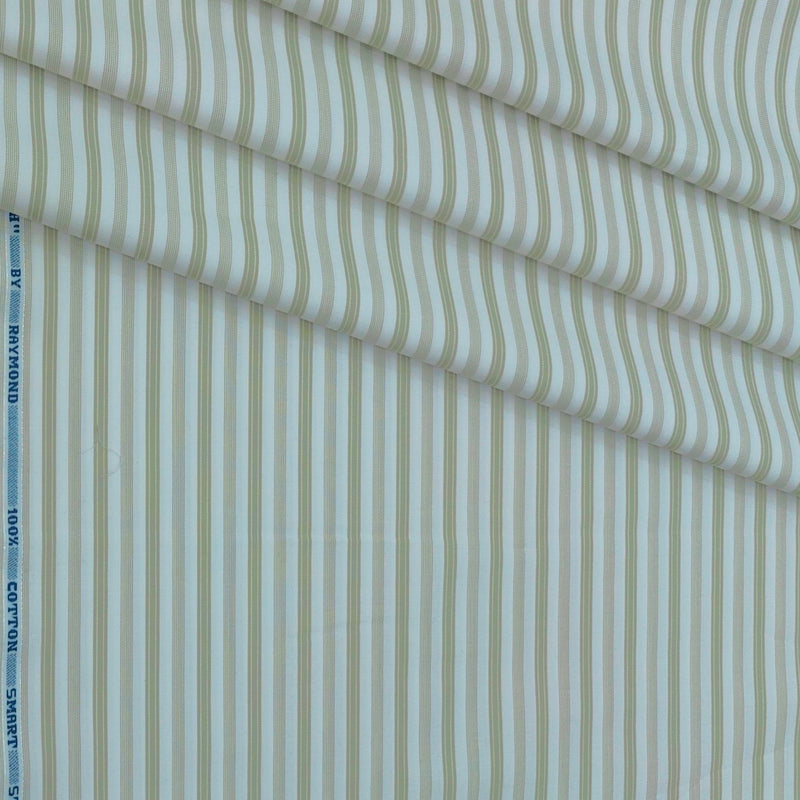 Shirt Fabric Raymond Stretchable Giza Cotton Lining Colour Light Green N Off White
