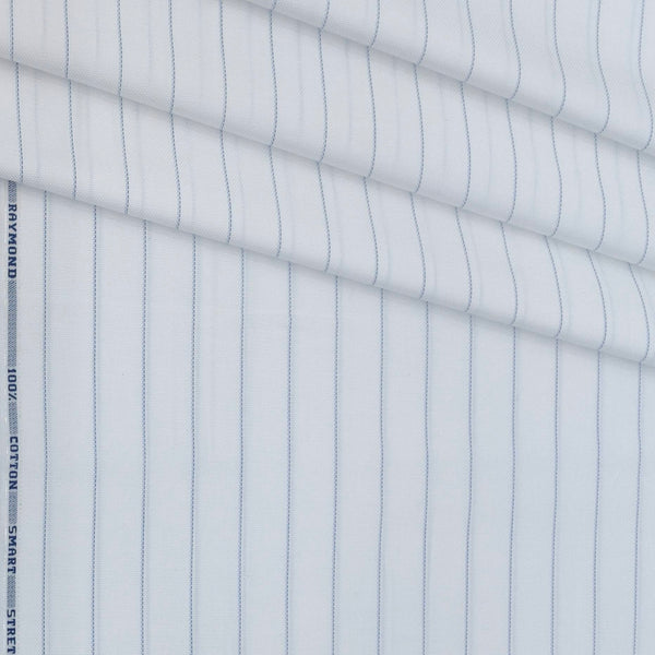 Shirt Fabric Raymond Stretchable Giza Cotton Broad Lining Colour Blue N White