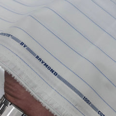 Shirt Fabric Raymond Stretchable Giza Cotton Broad Lining Colour Blue N White