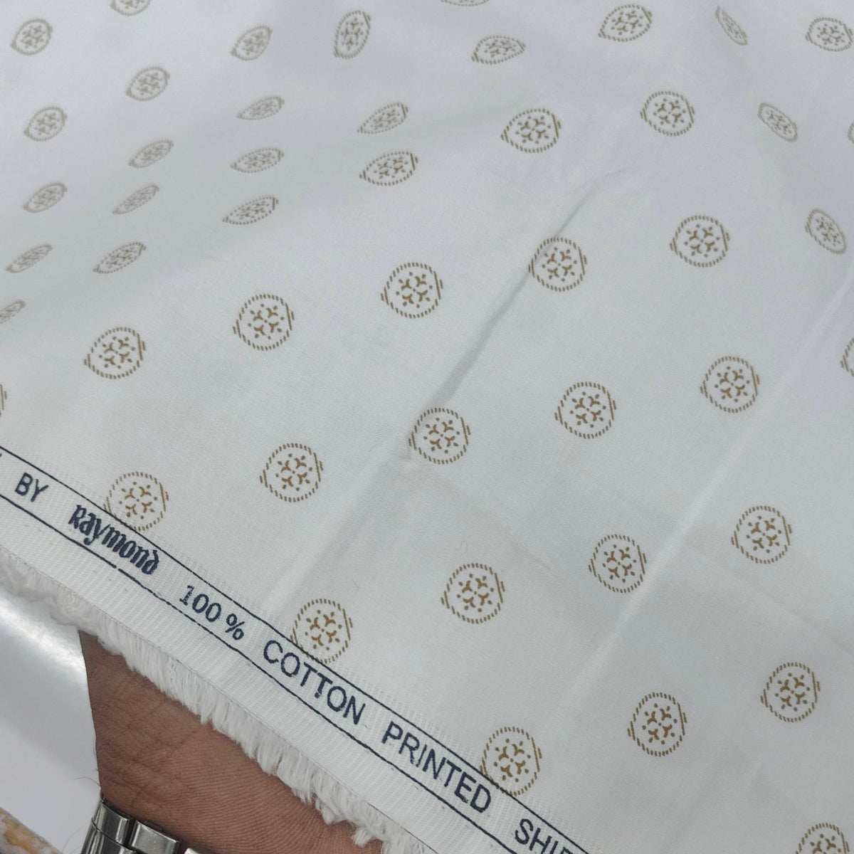 Shirt Fabric Raymond Giza Cotton Printed Colour Brown N White
