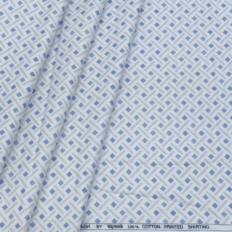 Shirt Fabric Raymond Giza Cotton Printed Colour Blue N Light Grey