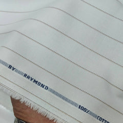 Shirt Fabric Raymond Stretchable Giza Cotton Broad Lining Colour Brown N Off White