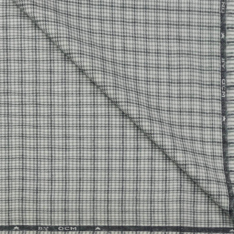 Warm Shirt Fabric Ocm Mix Check Colour Black N Light Grey