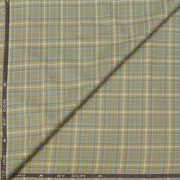Warm Shirt Fabric Ocm Mix Check Colour Golden Beige