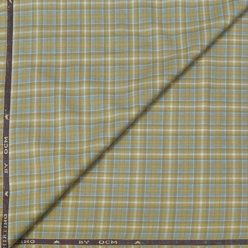 Warm Shirt Fabric Ocm Mix Check Colour Golden Beige