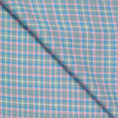 Warm Shirt Fabric Ocm Mix Check Colour Light Pink N Blue