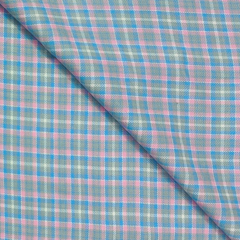Warm Shirt Fabric Ocm Mix Check Colour Light Pink N Blue