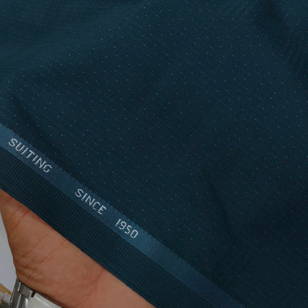 Trouser Fabric Gr Gwalior Poly Viscose Designer Dobby With Check Colour Prussian Blue