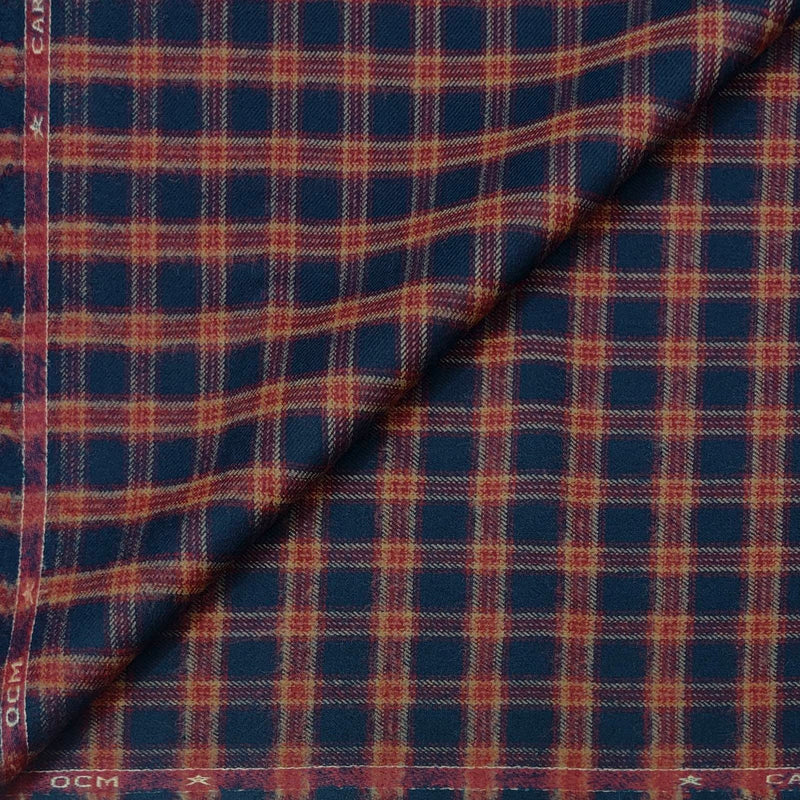 Warm Shirt Fabric Ocm Check Colour Reddish Maroon N Dark Blue