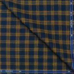 Warm Shirt Fabric Ocm Check Colour Gold N Dark Blue