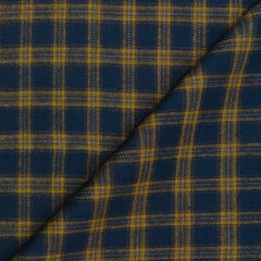 Warm Shirt Fabric Ocm Check Colour Gold N Dark Blue