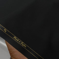 Trouser Fabric Reid & Taylor Super 100s Wool Blended Textured Color Black